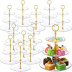 12 Pack 3 Tier Clear Plastic Cupcake Stands Bulk in Clear