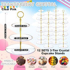 12 Pack 3 Tier Clear Plastic Cupcake Stands Bulk in Clear, alternate view 4