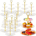 12 Pack 3 Tier White Plastic Cupcake Stands Bulk in White