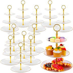 12 Pack 3 Tier White Plastic Cupcake Stands Bulk in White
