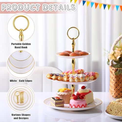 12 Pack 3 Tier White Plastic Cupcake Stands Bulk in White, alternate view 3