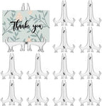 12 Pack 4 Inch Clear Plastic Easels or Stand/Plate Holders to Display Pictures or Other Items at Weddings, Plate