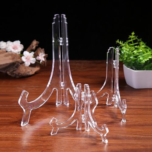 12 Pack 4 Inch Clear Plastic Easels or Stand/Plate Holders to Display Pictures or Other Items at Weddings, Plate, alternate