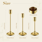12 Pack (4 Sets) Brass Gold Metal Taper Candle Holders Candlestick Holders in Vintage Gold, alternate view 2