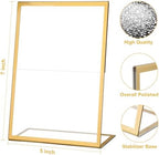 12 Pack 5 x 7 Acrylic Sign Holder, Clear Plastic Signs Display Stand, Gold Slanted Back Paper Holder Stand up, alternate view