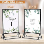 12 Pack 5x7 Inch Clear Acrylic Sign Holders, Black Border Double-Sided Vertical Picture Frames & Display Stands, alternate