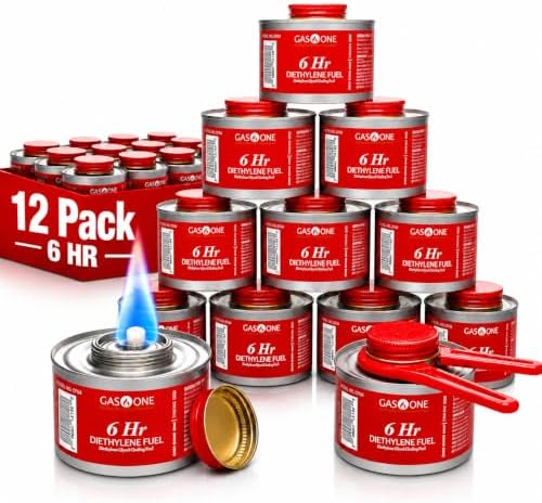12 Pack 6 Hour Chafing Fuel - Food Warmer for Chafing Dish Buffet Set - Reusable Liquid Safe Fuel With Wick &