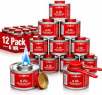 12 Pack 6 Hour Chafing Fuel - Food Warmer for Chafing Dish Buffet Set - Reusable Liquid Safe Fuel With Wick &