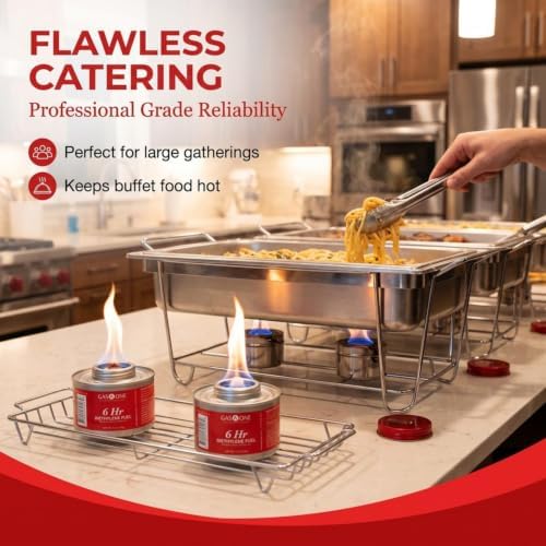 12 Pack 6 Hour Chafing Fuel - Food Warmer for Chafing Dish Buffet Set - Reusable Liquid Safe Fuel With Wick &, alternate view