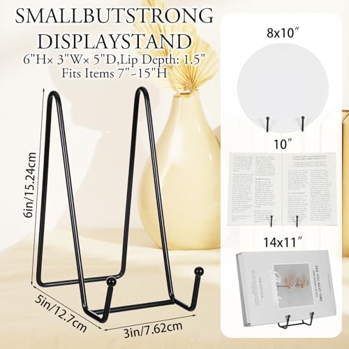 12 Pack 6 Inch Metal Plate Display Stands, Black Multi-Purpose Easel Stands for Photos/Books/Plaques/Artwork, alternate view