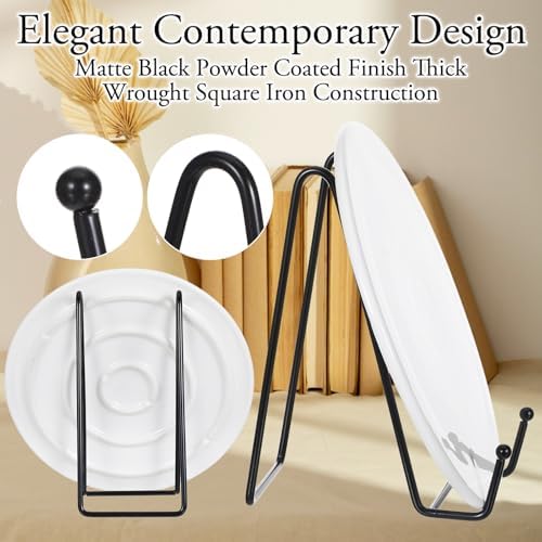 12 Pack 6 Inch Metal Plate Display Stands, Black Multi-Purpose Easel Stands for Photos/Books/Plaques/Artwork, alternate view