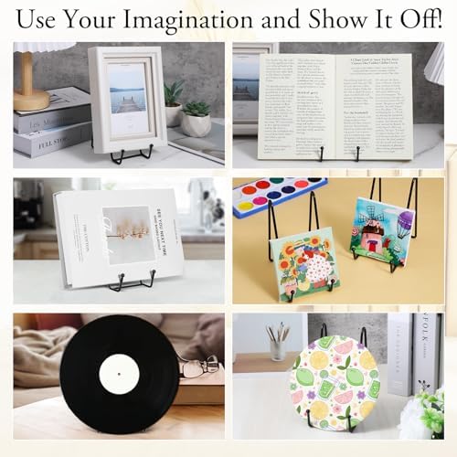 12 Pack 6 Inch Metal Plate Display Stands, Black Multi-Purpose Easel Stands for Photos/Books/Plaques/Artwork, alternate view