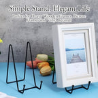 12 Pack 6 Inch Metal Plate Display Stands, Black Multi-Purpose Easel Stands for Photos/Books/Plaques/Artwork, alternate view