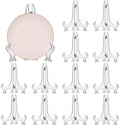 12 Pack 7 Inch Clear Plastic Easels or Stand/Plate Holders to Display Pictures or Other Items at Weddings, Plate