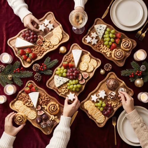 12 Pack 8 x 12 Inch Acacia Wood Serving Trays, Scalloped in 8 x 12 Inch in Brown, alternate view 3