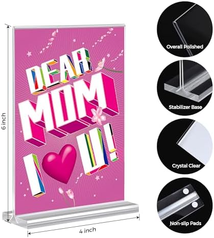 12 Pack Acrylic Sign Holder 4 x 6, Double-Sided Clear Sign Holder Plastic Stands for Display, T Shape Acrylic, alternate view
