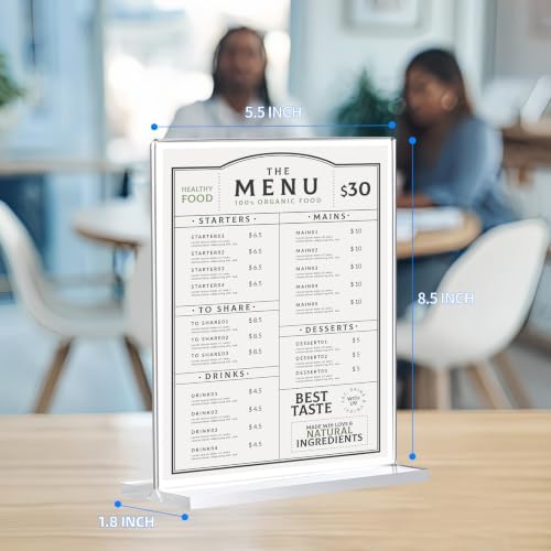 12 Pack Acrylic Sign Holder 5.5 x 8.5, Double-Sided Clear Sign Holder Plastic Stands for Display, T Shape, alternate view 2
