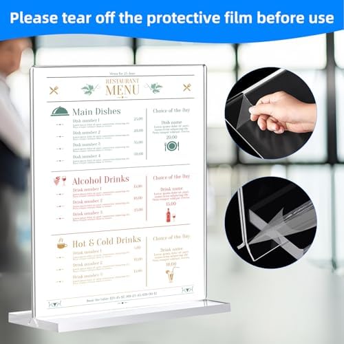 12 Pack Acrylic Sign Holder 5.5 x 8.5, Double-Sided Clear Sign Holder Plastic Stands for Display, T Shape, alternate view 3