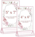 12 Pack Acrylic Sign Holder 5 x 7, Double-Sided Stand up Table Top Sign Holders, Pink Acrylic Picture Frame Menu, alternate