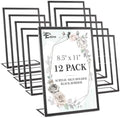 12 Pack Acrylic Sign Holder 8.5 x 11, Black Picture Frame Stand up Table Top Sign Holders, Slanted Back Paper
