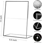 12 Pack Acrylic Sign Holder 8.5 x 11, Black Picture Frame Stand up Table Top Sign Holders, Slanted Back Paper, alternate view