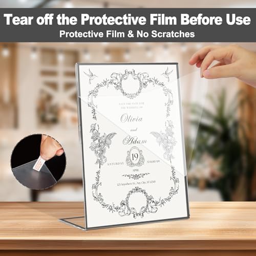 12 Pack Acrylic Sign Holder 8.5 x 11, Black Picture Frame Stand up Table Top Sign Holders, Slanted Back Paper, alternate view
