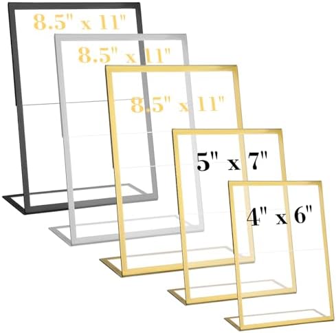 12 Pack Acrylic Sign Holder 8.5 x 11, Black Picture Frame Stand up Table Top Sign Holders, Slanted Back Paper, alternate view