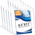 12 Pack Acrylic Sign Holder 8.5 x 11, Clear Plastic Display Stands for Tabletop, L-Shape Acrylic Stands for