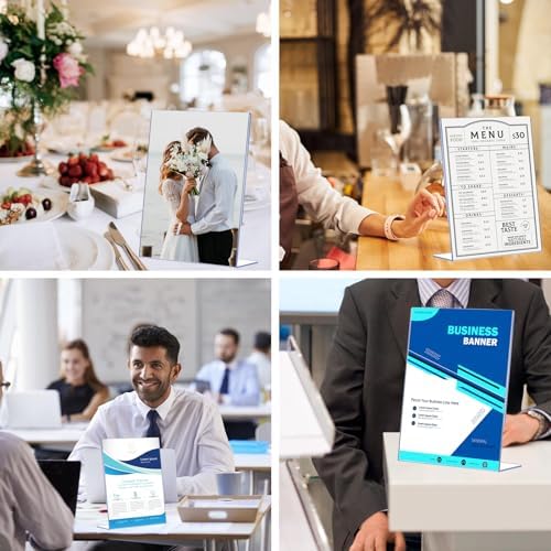 12 Pack Acrylic Sign Holder 8.5 x 11, Clear Plastic Display Stands for Tabletop, L-Shape Acrylic Stands for, alternate view 7