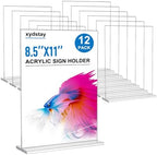 12 pack Acrylic Sign Holder 8.5 x 11, Clear Table Display Stand
