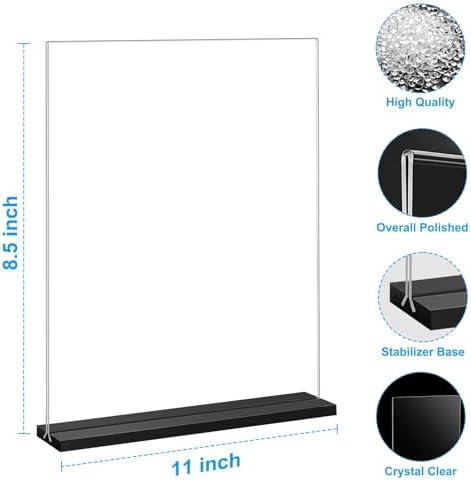 12 Pack Acrylic Sign Holder 8.5 x 11, Double-Sided Stand up Table Top Sign Holders, Clear Acrylic Picture Frame, alternate