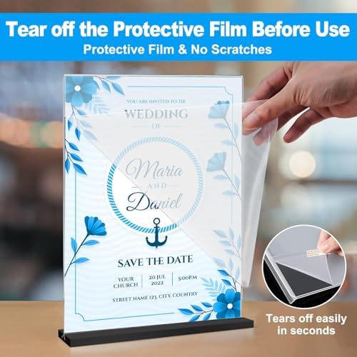 12 Pack Acrylic Sign Holder 8.5 x 11, Double-Sided Stand up Table Top Sign Holders, Clear Acrylic Picture Frame, alternate