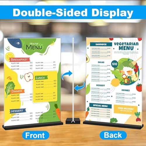 12 Pack Acrylic Sign Holder 8.5 x 11, Double-Sided Stand up Table Top Sign Holders, Clear Acrylic Picture Frame, alternate