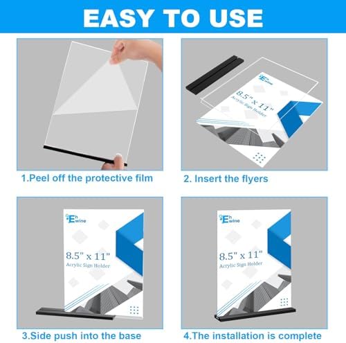 12 Pack Acrylic Sign Holder 8.5 x 11, Double-Sided Stand up Table Top Sign Holders, Clear Acrylic Picture Frame, alternate