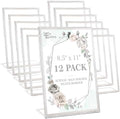 12 Pack Acrylic Sign Holder 8.5 x 11, Silver Picture Frame Stand up Table Top Sign Holders, Slanted Back Paper