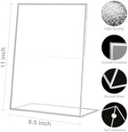 12 Pack Acrylic Sign Holder 8.5 x 11, Silver Picture Frame Stand up Table Top Sign Holders, Slanted Back Paper, alternate