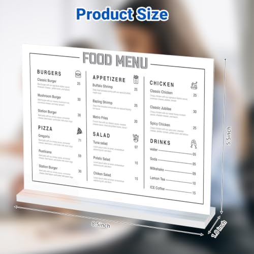 12 Pack Acrylic Sign Holder 8.5 x 5.5 Horizontal, Double-Sided Clear Sign Holder Plastic Stands for Display, T, alternate