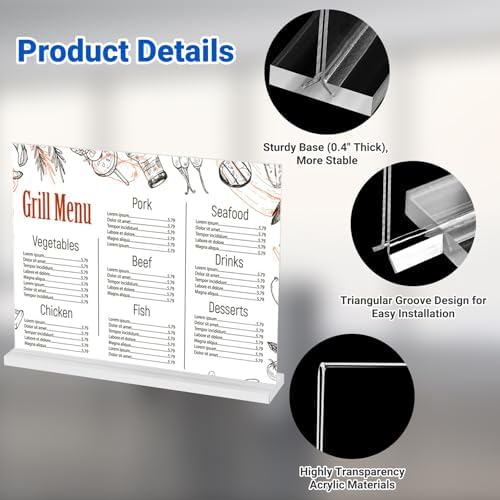 12 Pack Acrylic Sign Holder 8.5 x 5.5 Horizontal, Double-Sided Clear Sign Holder Plastic Stands for Display, T, alternate