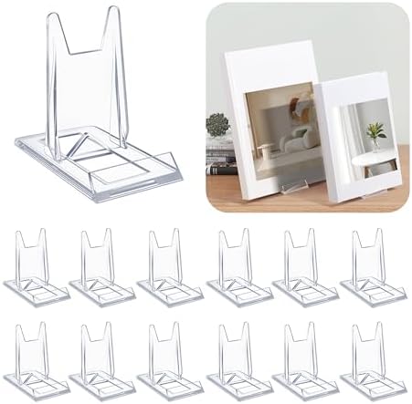 12 Pack Adjustable Acrylic Book Stand for Display, 4.2in H