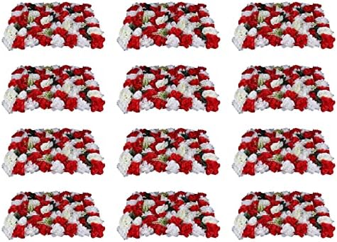 12 Pack Artificial Flower Wall Panels 16 x 24 Flower Wall Mat Silk Rose Hydrangea Flower Panels for Backdrop