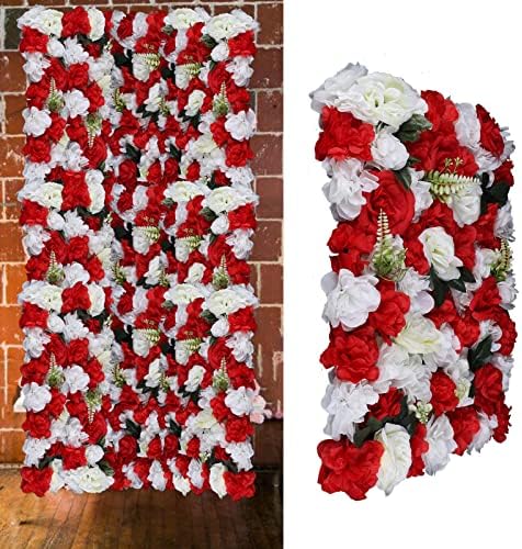 12 Pack Artificial Flower Wall Panels 16 x 24 Flower Wall Mat Silk Rose Hydrangea Flower Panels for Backdrop, alternate view