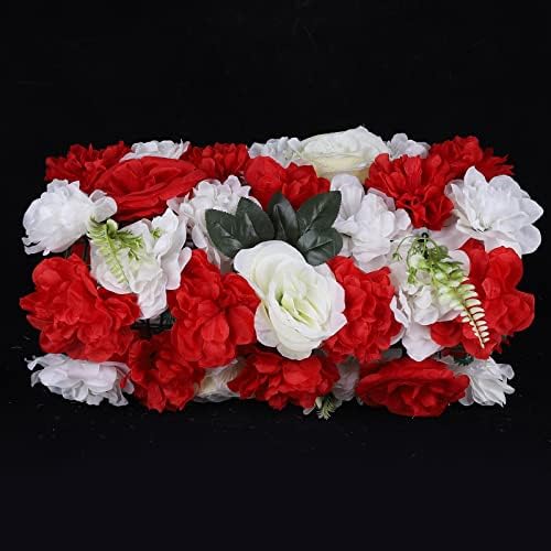 12 Pack Artificial Flower Wall Panels 16 x 24 Flower Wall Mat Silk Rose Hydrangea Flower Panels for Backdrop, alternate view
