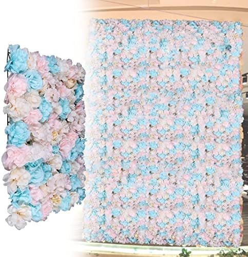 12 Pack Artificial Flower Wall Panels 24" x 16" Blue & Pink Faux Hydrangea and Rose Artificial Flower Backdrop, alternate