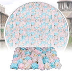 12 Pack Artificial Flower Wall Panels 24" x 16" Blue & Pink Faux Hydrangea and Rose Artificial Flower Backdrop, alternate