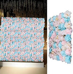 12 Pack Artificial Flower Wall Panels 24" x 16" Blue & Pink Faux Hydrangea and Rose Artificial Flower Backdrop, alternate