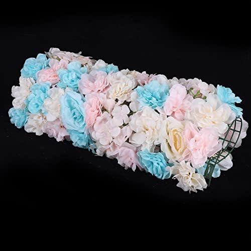 12 Pack Artificial Flower Wall Panels 24" x 16" Blue & Pink Faux Hydrangea and Rose Artificial Flower Backdrop, alternate