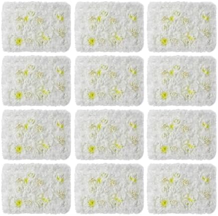 12 Pack Artificial Flower Wall Panels 24" x 16" Flower Wall Panel White Wall Backdrop Faux Hydrangea and Rose