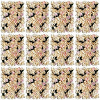 12 Pack Artificial Flower Wall Panels 24" x 16" Khaki Faux Hydrangea and Rose Artificial Flower Backdrop Panels