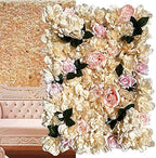 12 Pack Artificial Flower Wall Panels 24" x 16" Khaki Faux Hydrangea and Rose Artificial Flower Backdrop Panels, alternate