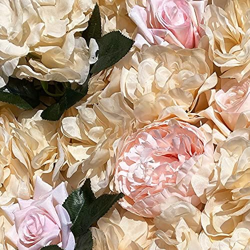 12 Pack Artificial Flower Wall Panels 24" x 16" Khaki Faux Hydrangea and Rose Artificial Flower Backdrop Panels, alternate